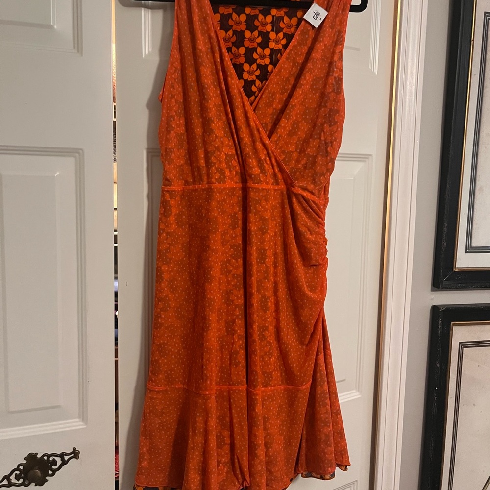 CAbi Vibrant Orange Asymmetrical Dress